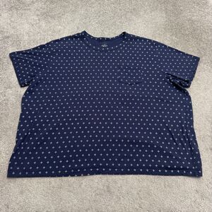 Harbour Bay Geometric Print T-Shirt Mens 4XL Navy Blue Short Sleeve Pocket Tee